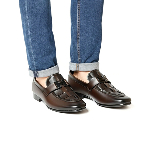 Premium Handmade | Brown H Buckle Loafer