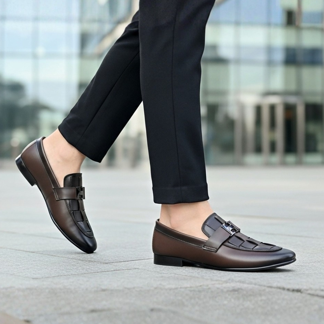 Premium Handmade | Brown H Buckle Loafer