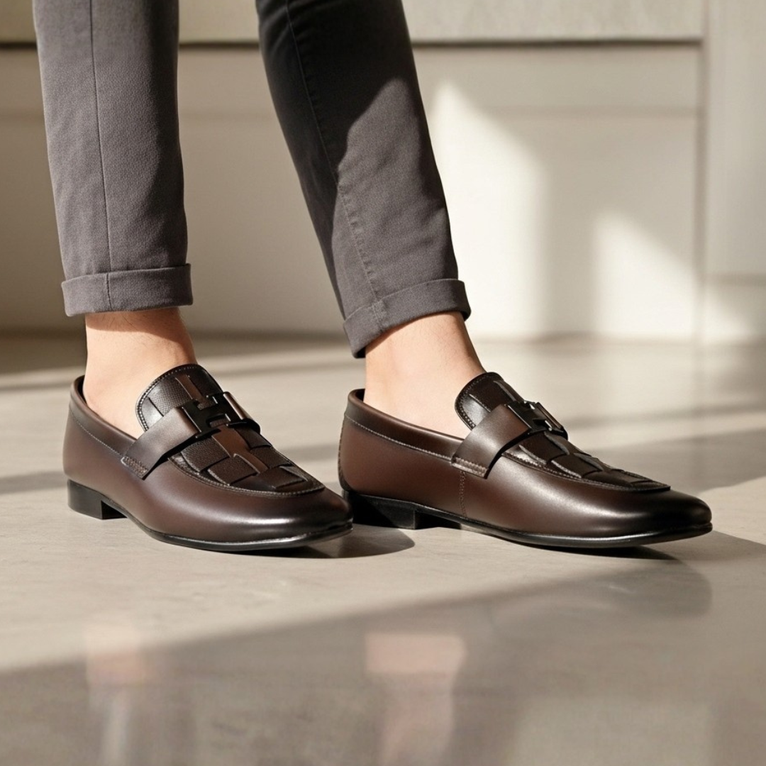 Premium Handmade | Brown H Buckle Loafer