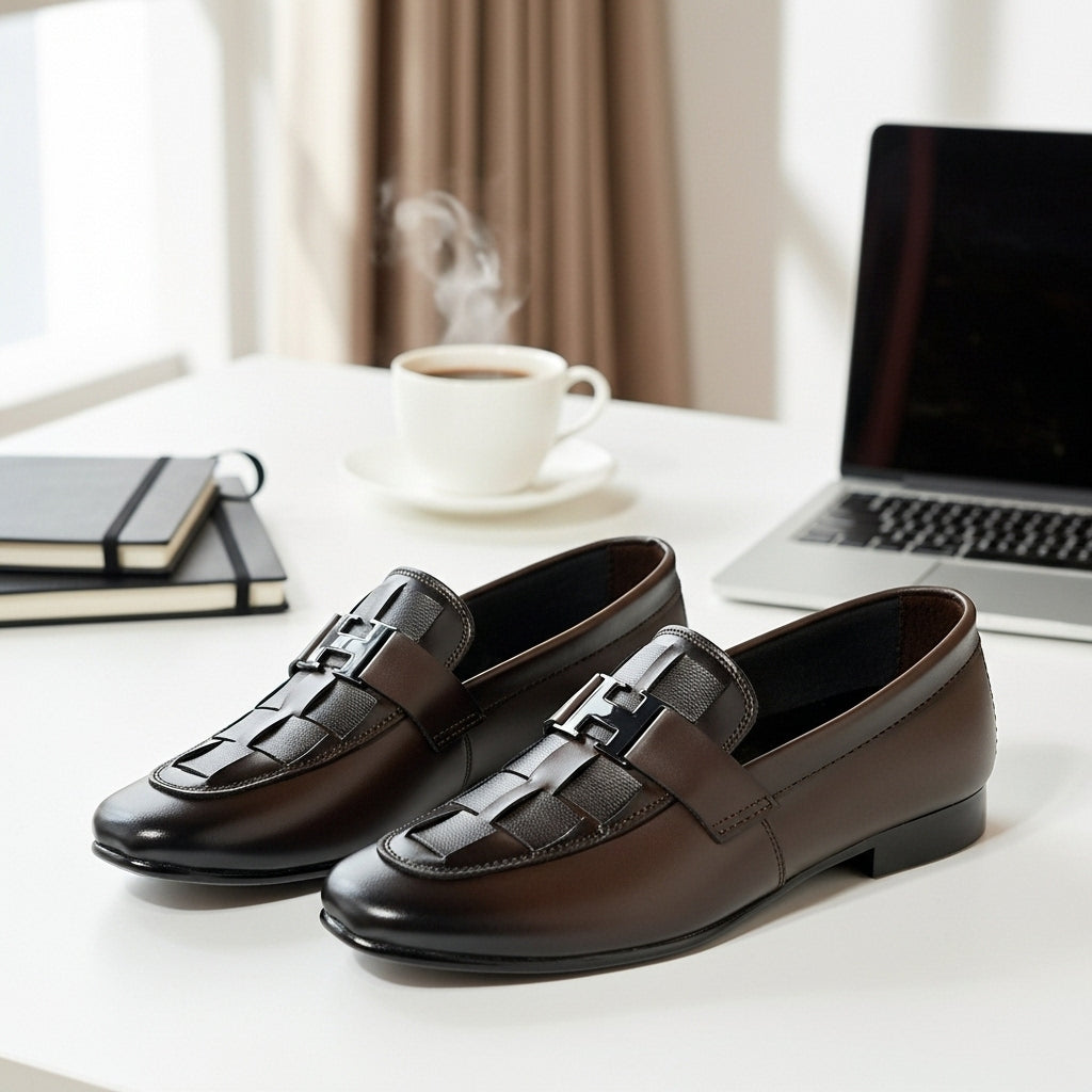 Premium Handmade | Brown H Buckle Loafer