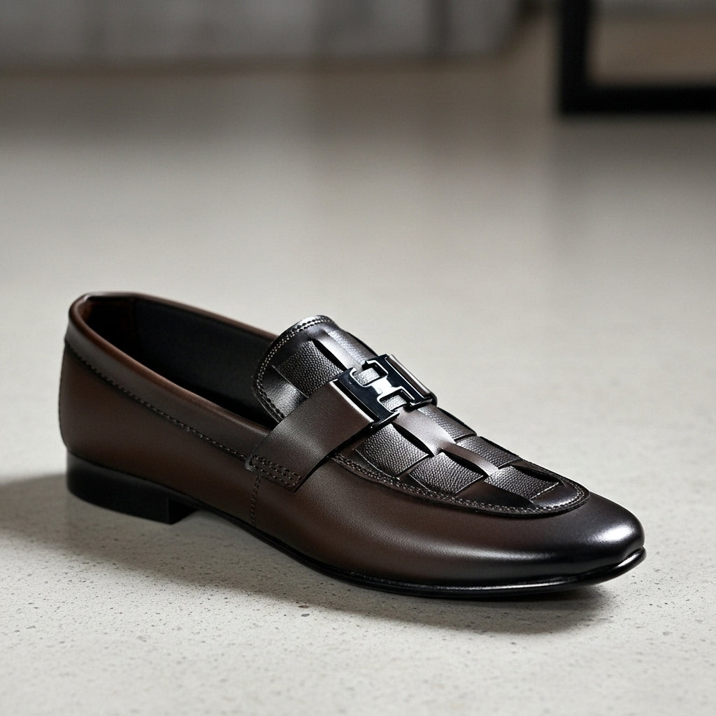 Premium Handmade | Brown H Buckle Loafer